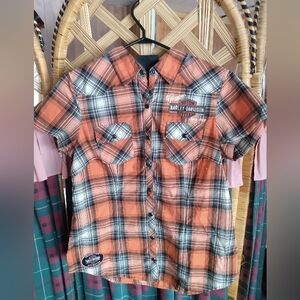 Harley-Davidson Women's Orange Plaid Shirt